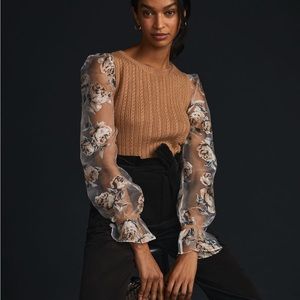 NWT Anthropologie Maeve Contrast-Sleeve Sweater